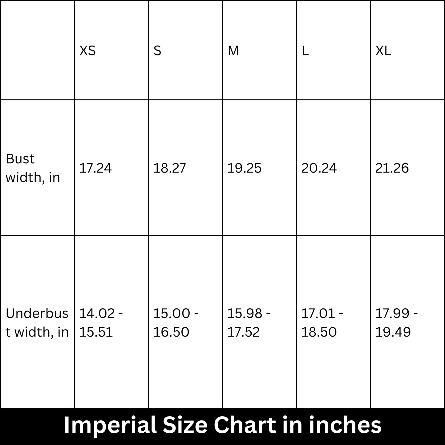 Yoga Sports Top-Bra_Imperial Size Chart