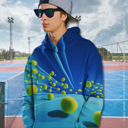 Tennis-Print warm up Hoodie_Young Man wearing glasses