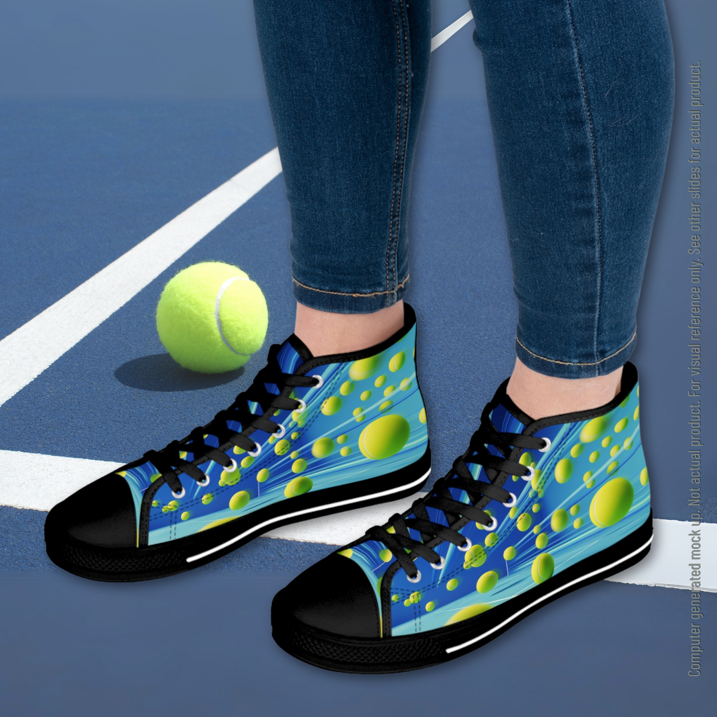 Women's High Top Tennis Ball Sneakers