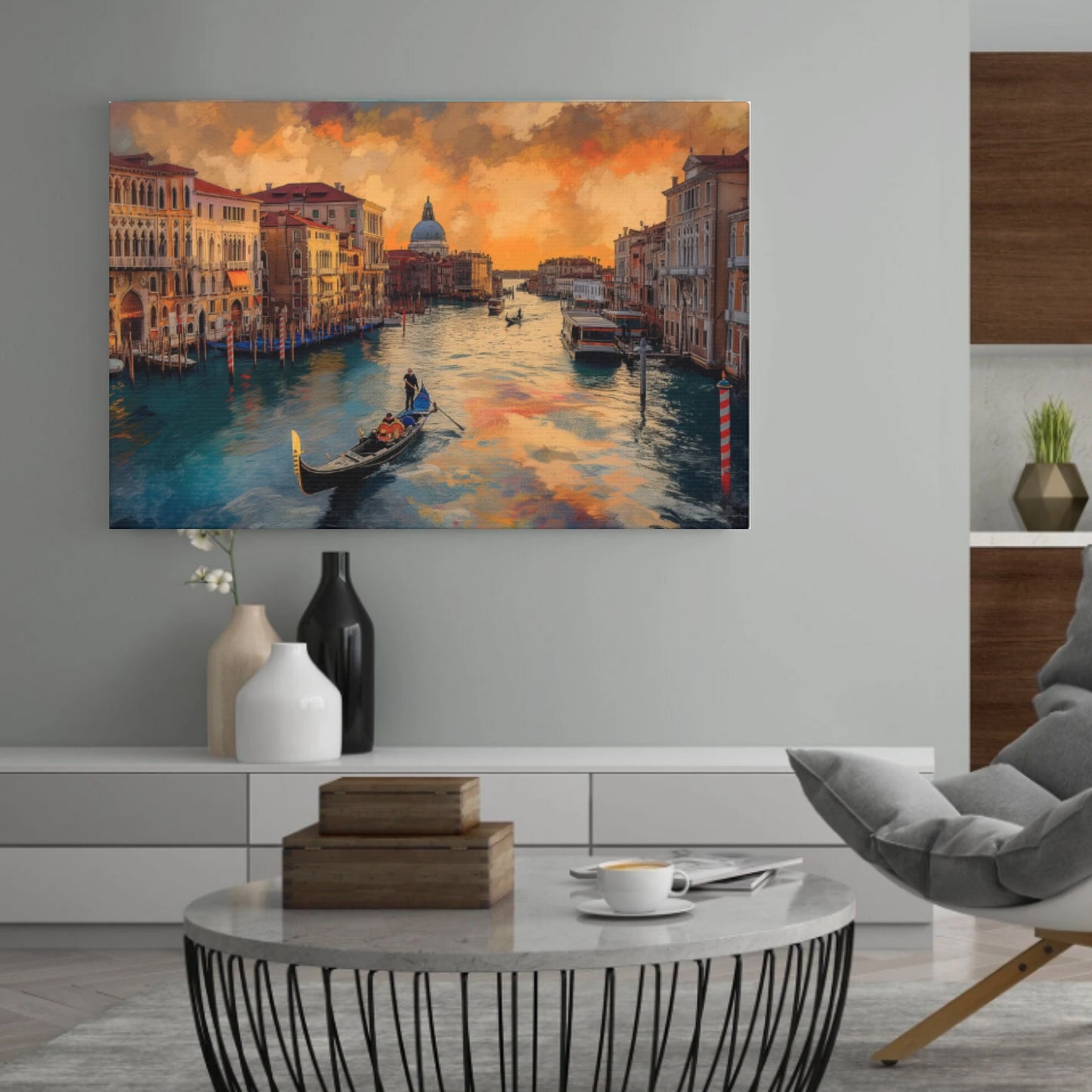 Venice Sunset Wall Art, Print on Wrapped Canvas (FREE SHIPPING)