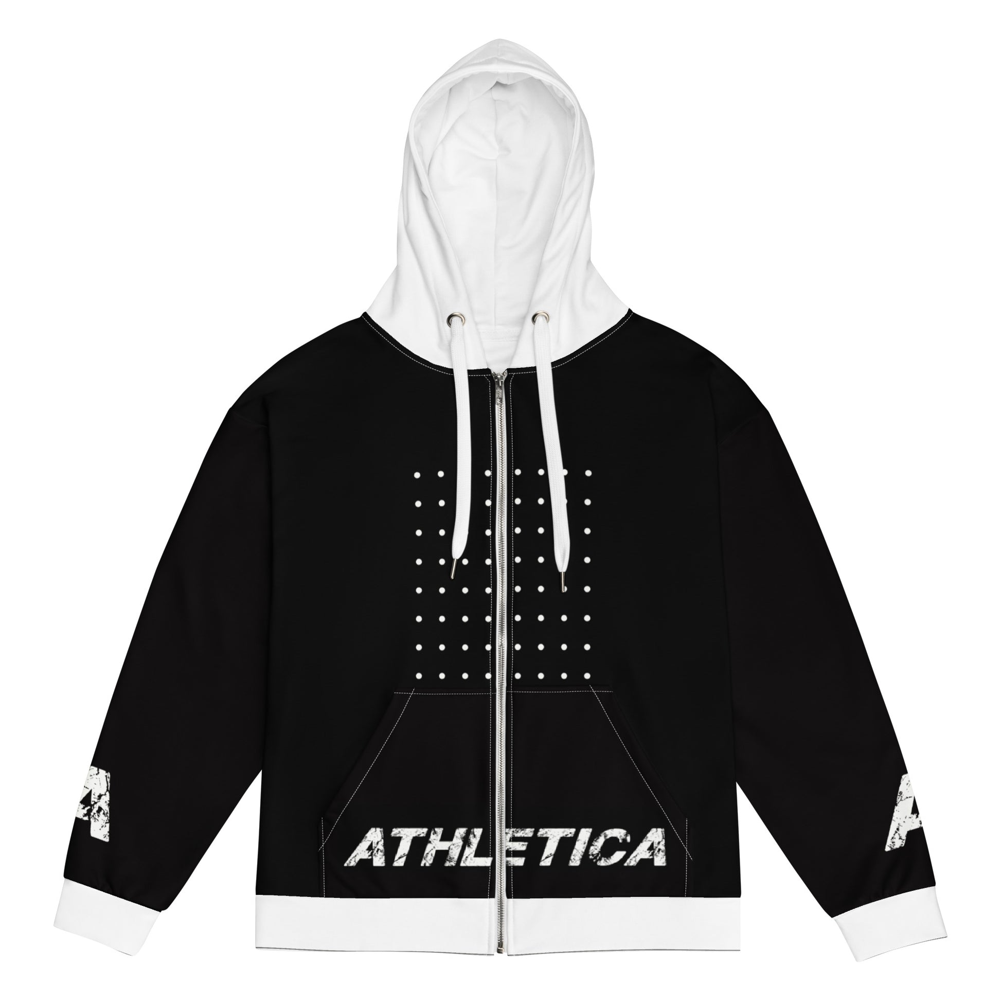 Athletica Black & White Hoodie Front View