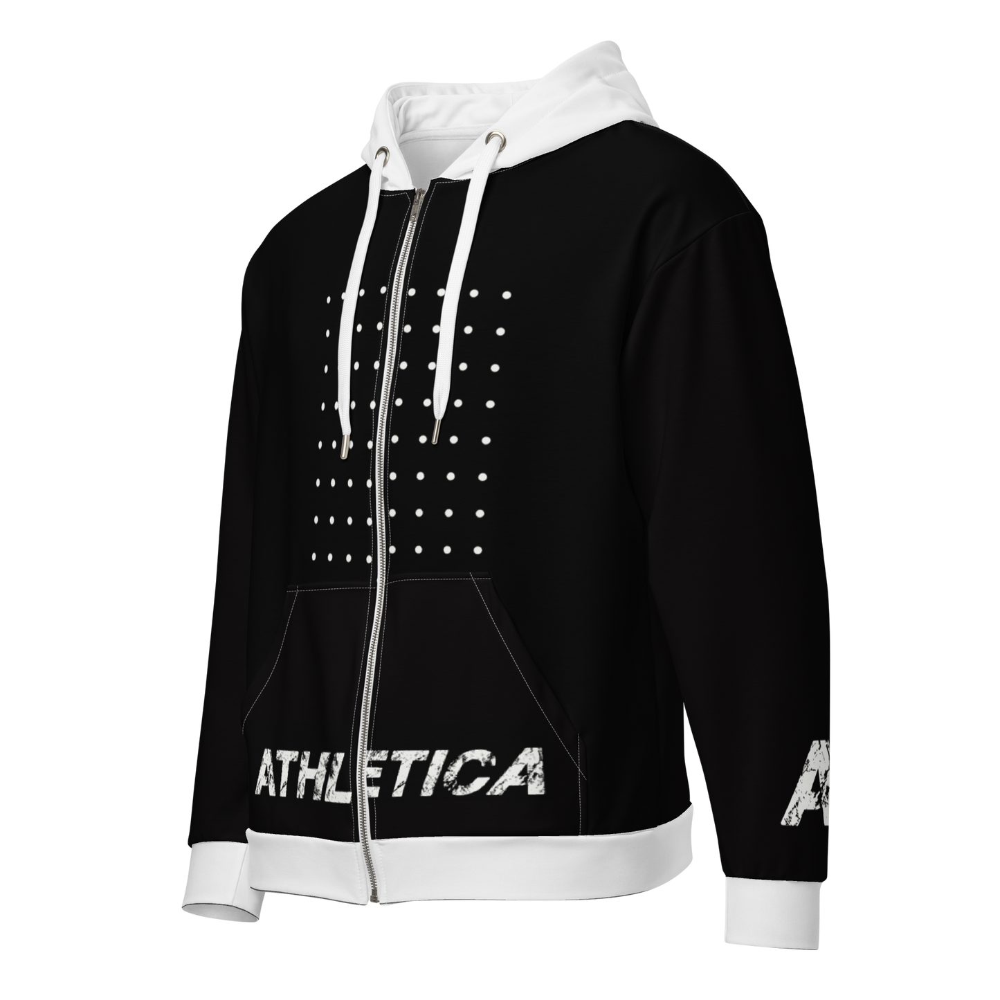 Athletica Unisex zip hoodie, High Fashion Black & White Designer hooded sweater