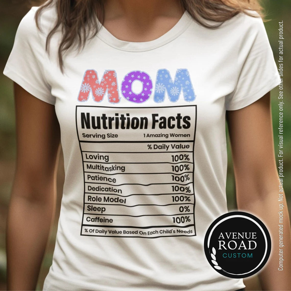 Whimsical Mother's Day Nutrition Tee_White on Model