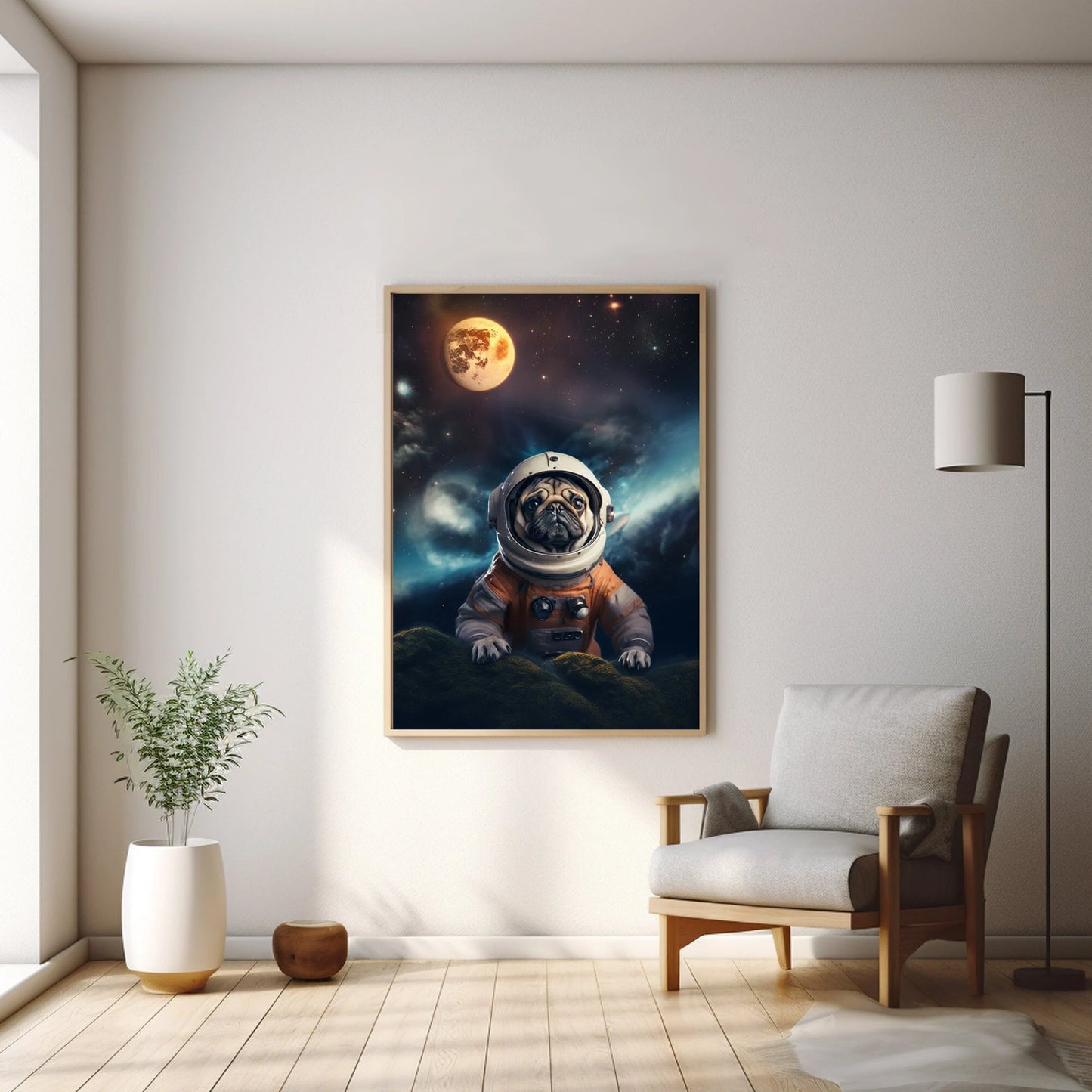 Planet Pug Astronaut Digital Poster