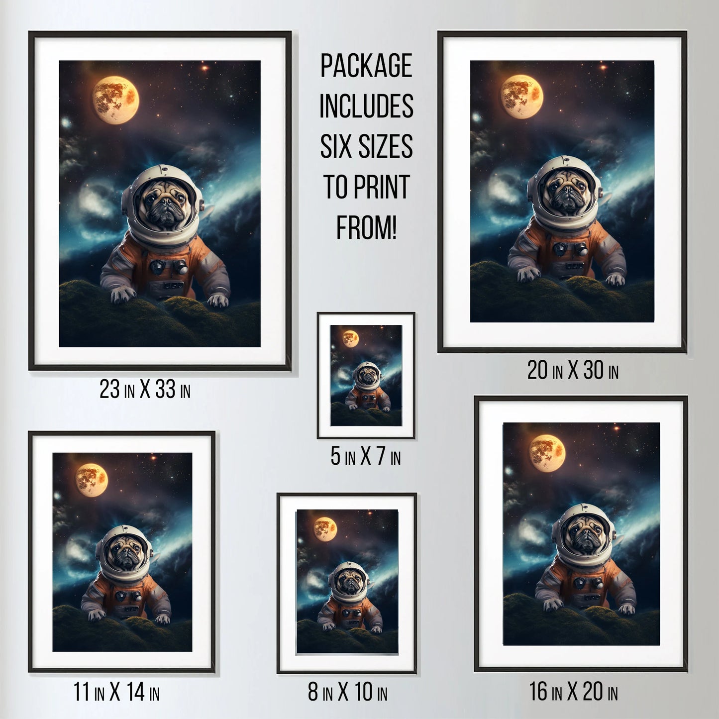 Planet Pug Astronaut Digital Poster