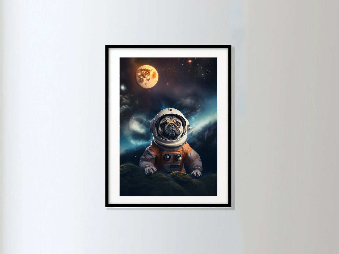 Planet Pug Astronaut Digital Poster