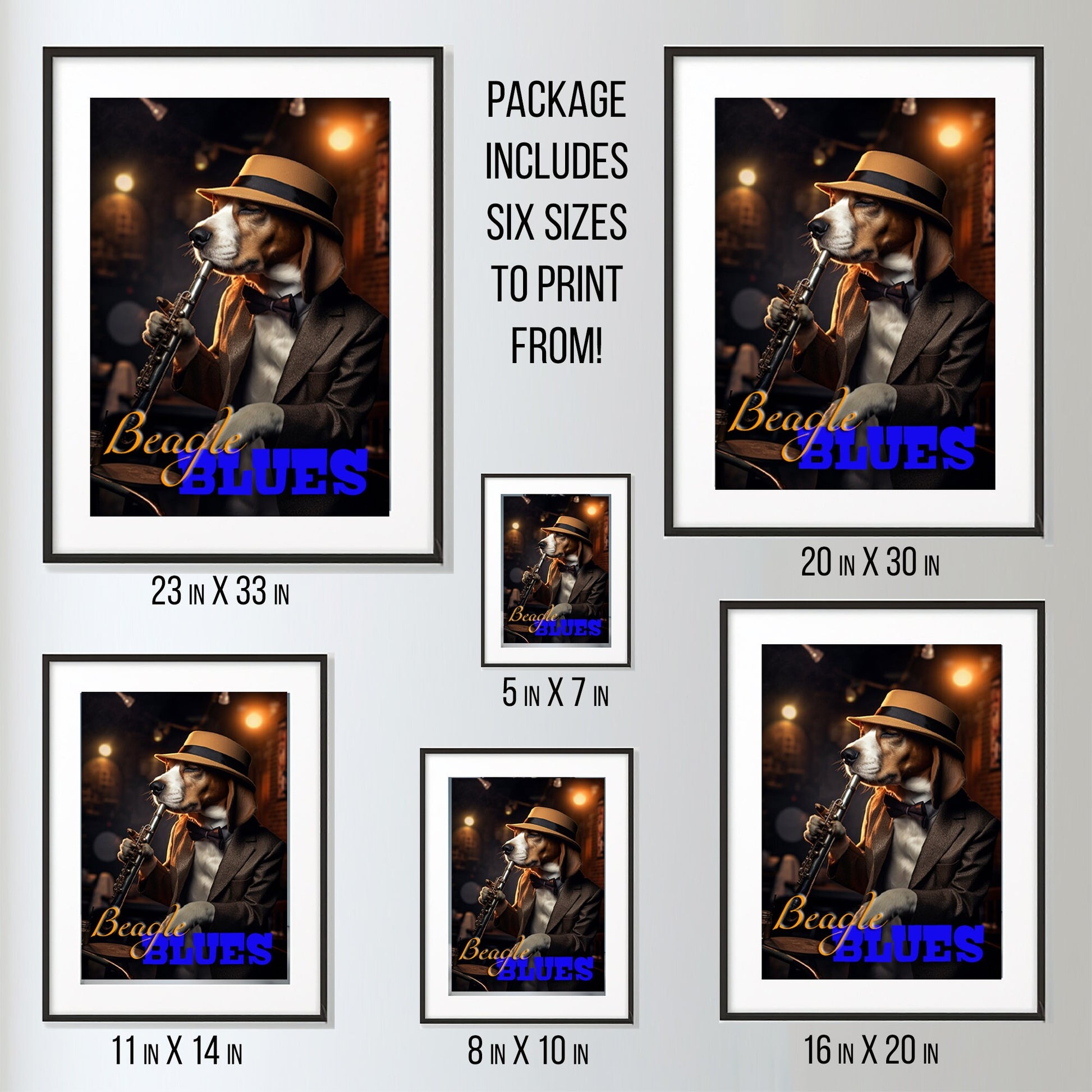 Beagle Blues Sax Player_Sizes Display