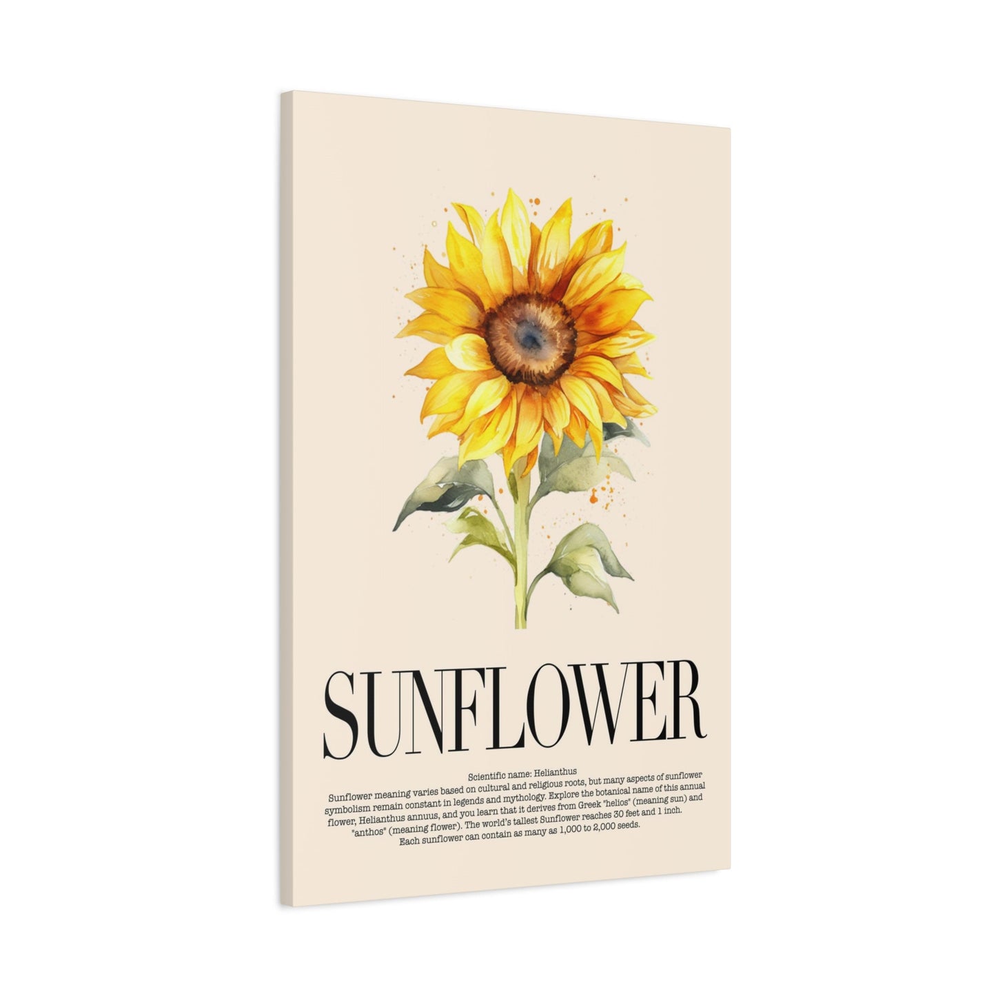 Sunflower Water Color Wall Art_Side View