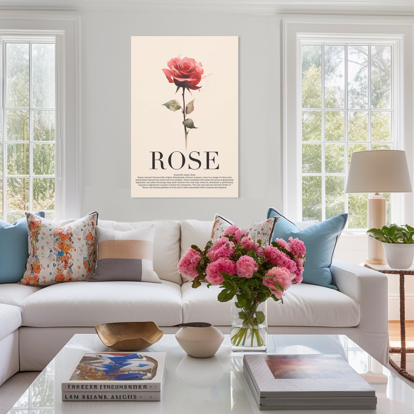 Rose Water Color Wall Art_Living Room Decor