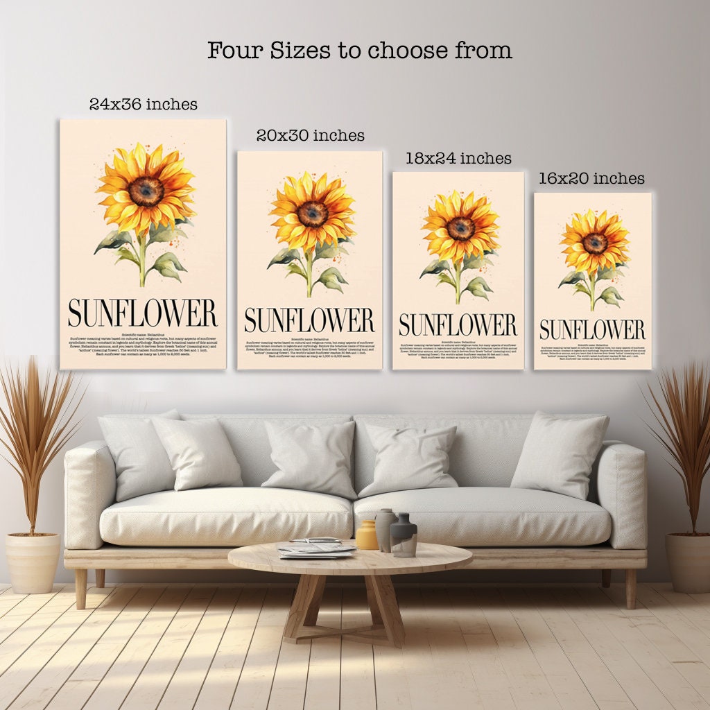 Chrysanthemum Water Color Wall Art_Size Chart