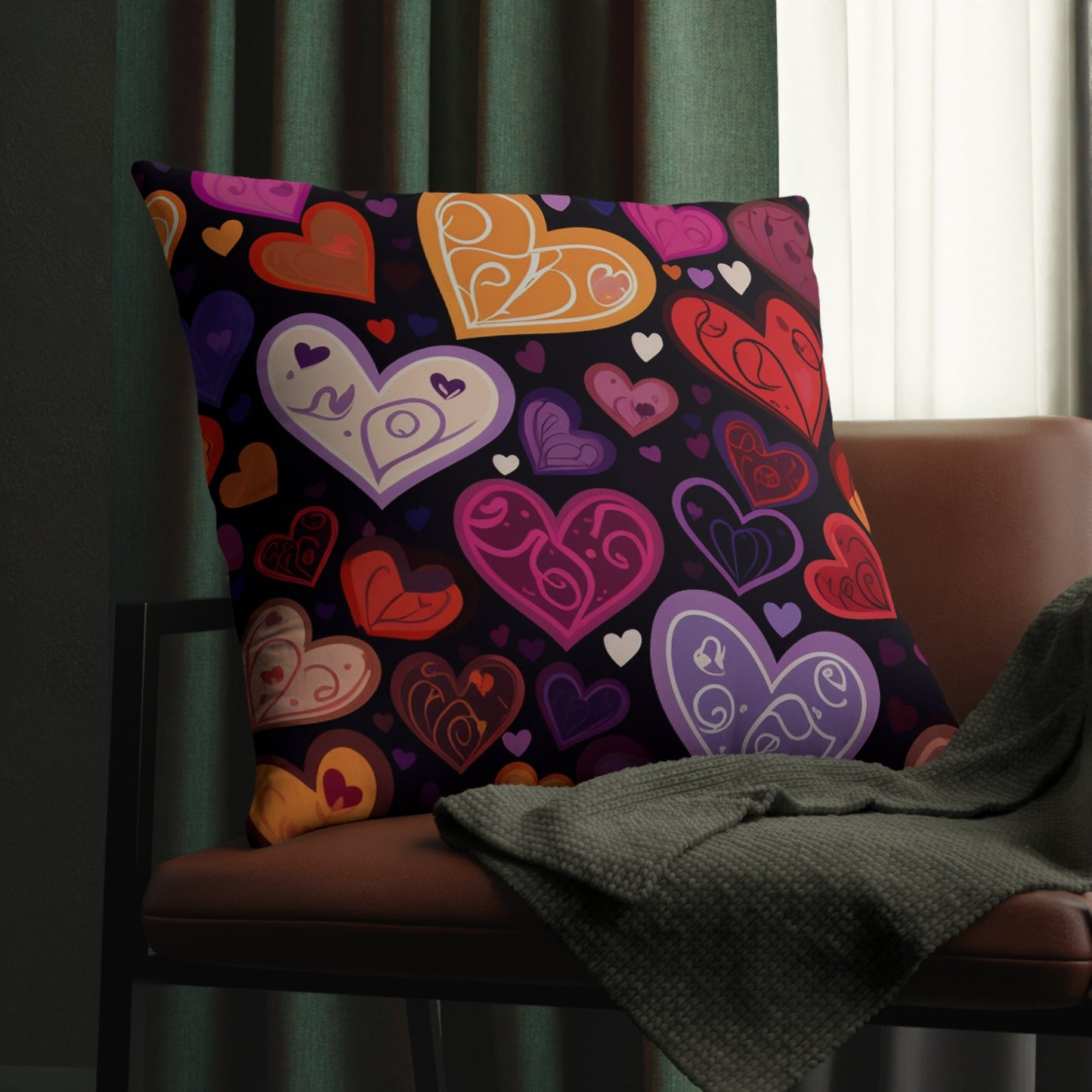 Colorful Hearts Valentine Pillow_Chair Cushion