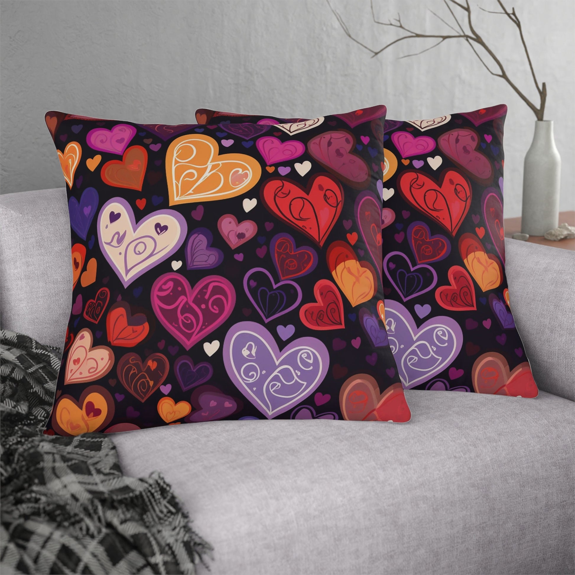 Colorful Hearts Valentine Pillow_Sofa Decor