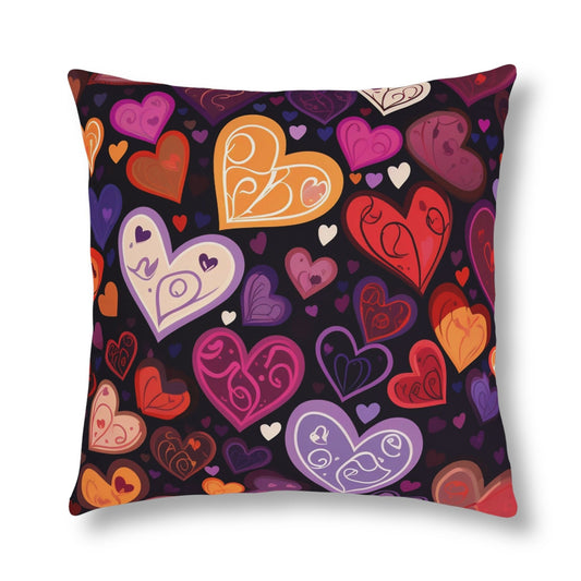 Colorful Hearts Valentine Pillow_Front View