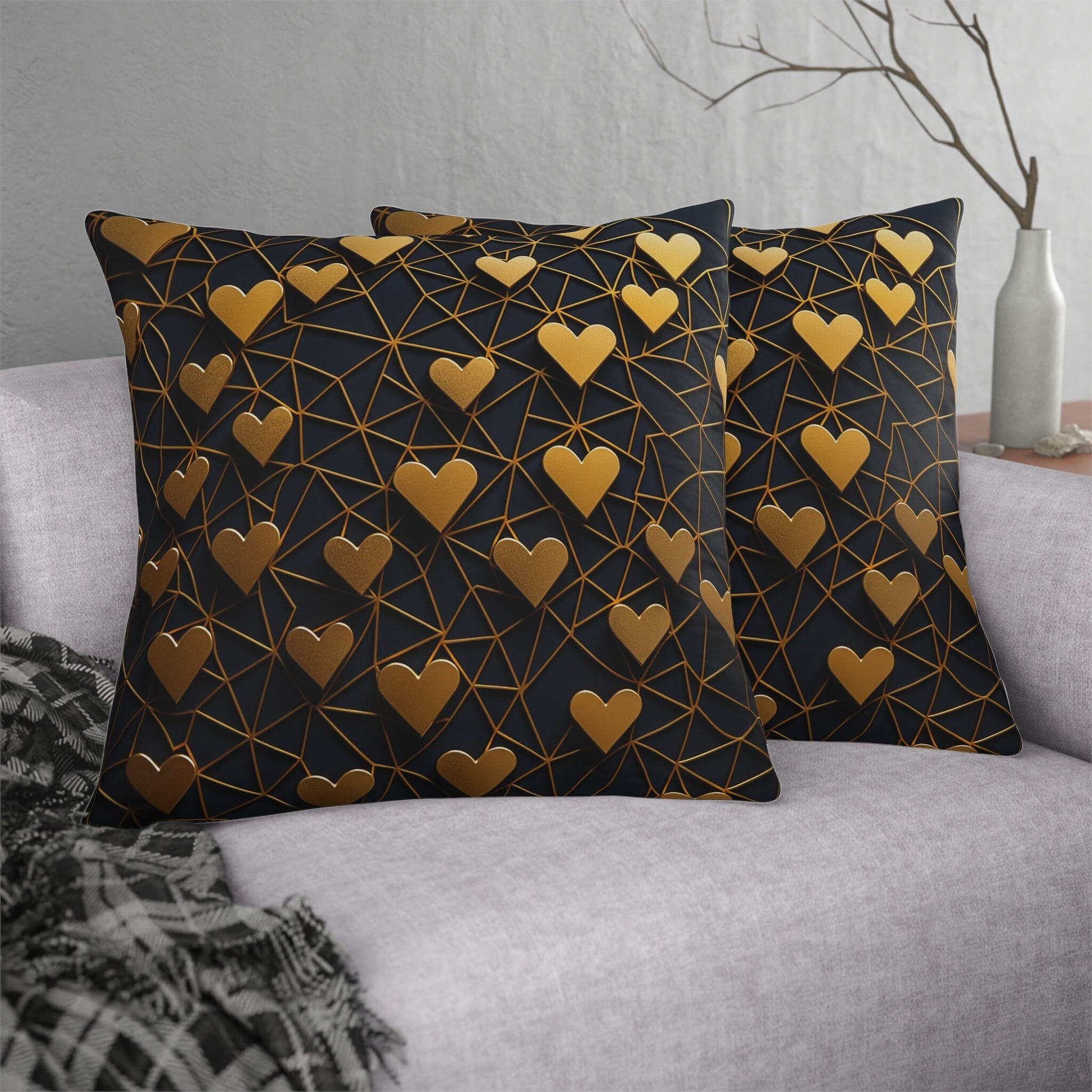 Golden Hearts Pillow_Sofa Cushions