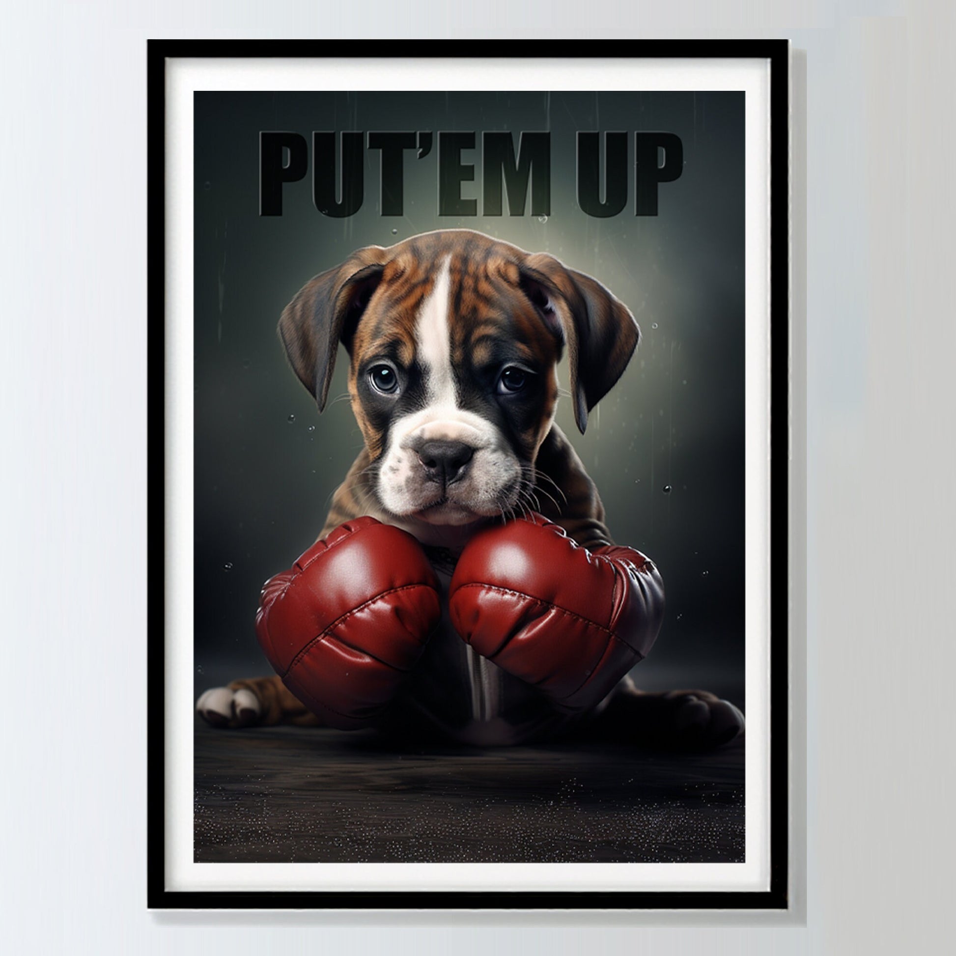 Boxing Boxer Pup Wall Art_Front View