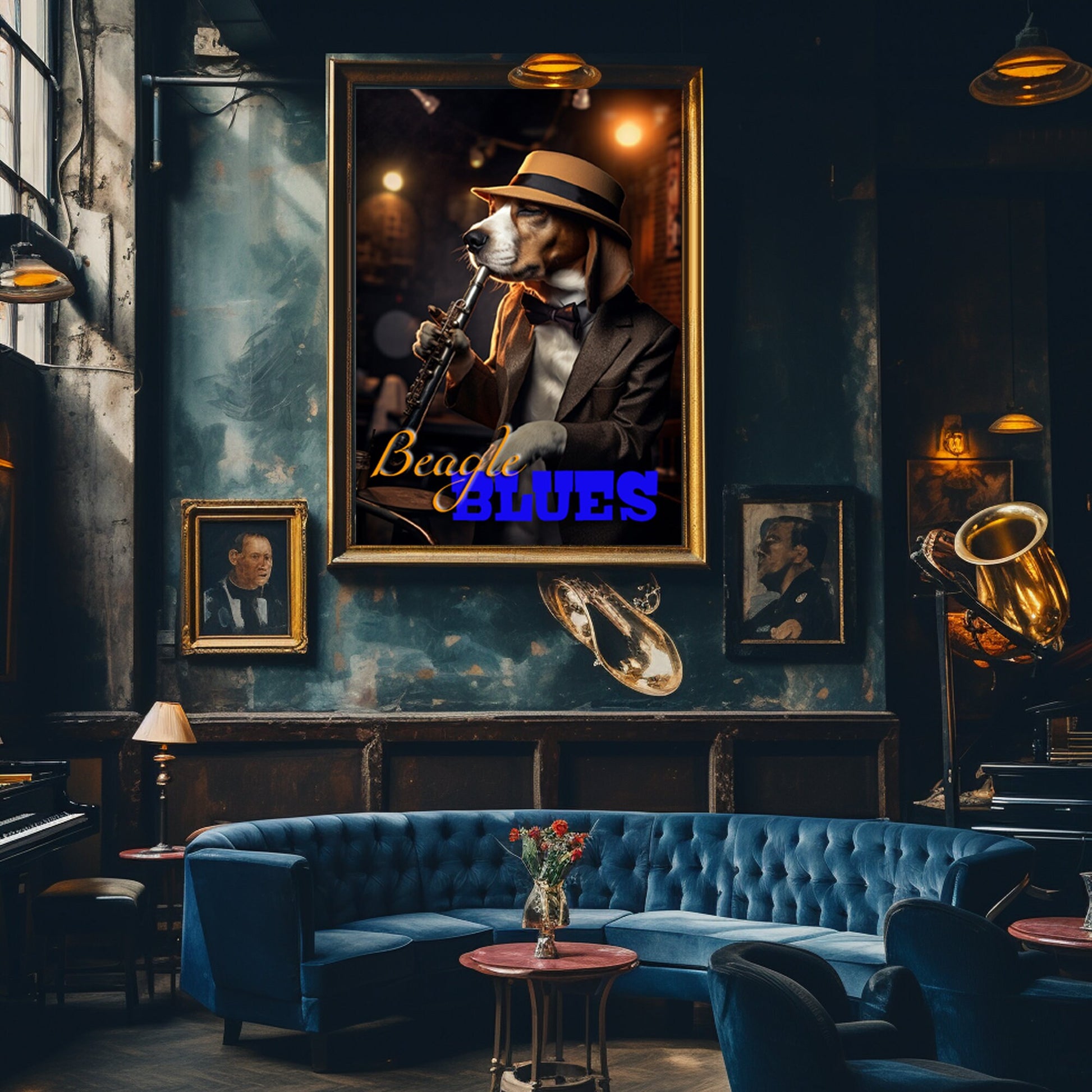 Beagle Blues Sax Player_Lounge Decor