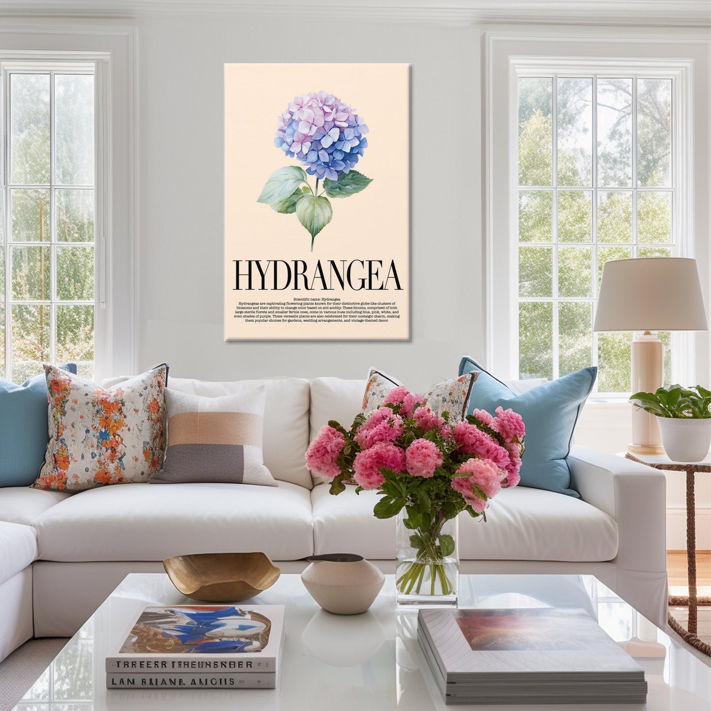 Hydrangea Water Color Wall Art_Living Room Decor