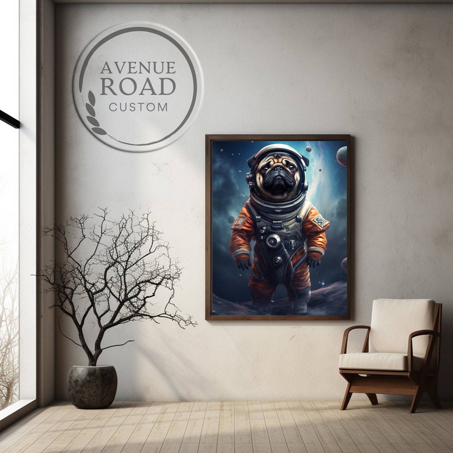 Pug Dog Galactic Astronaut Digital Poster_Wall Art