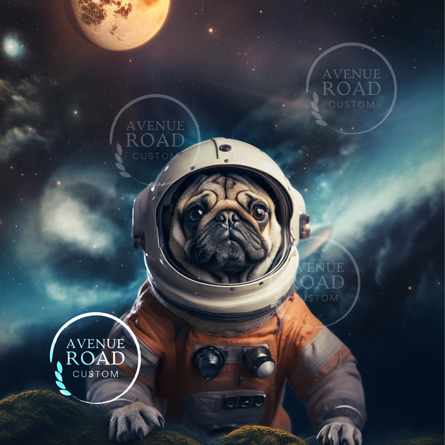 Planet Pug Astronaut Digital Poster