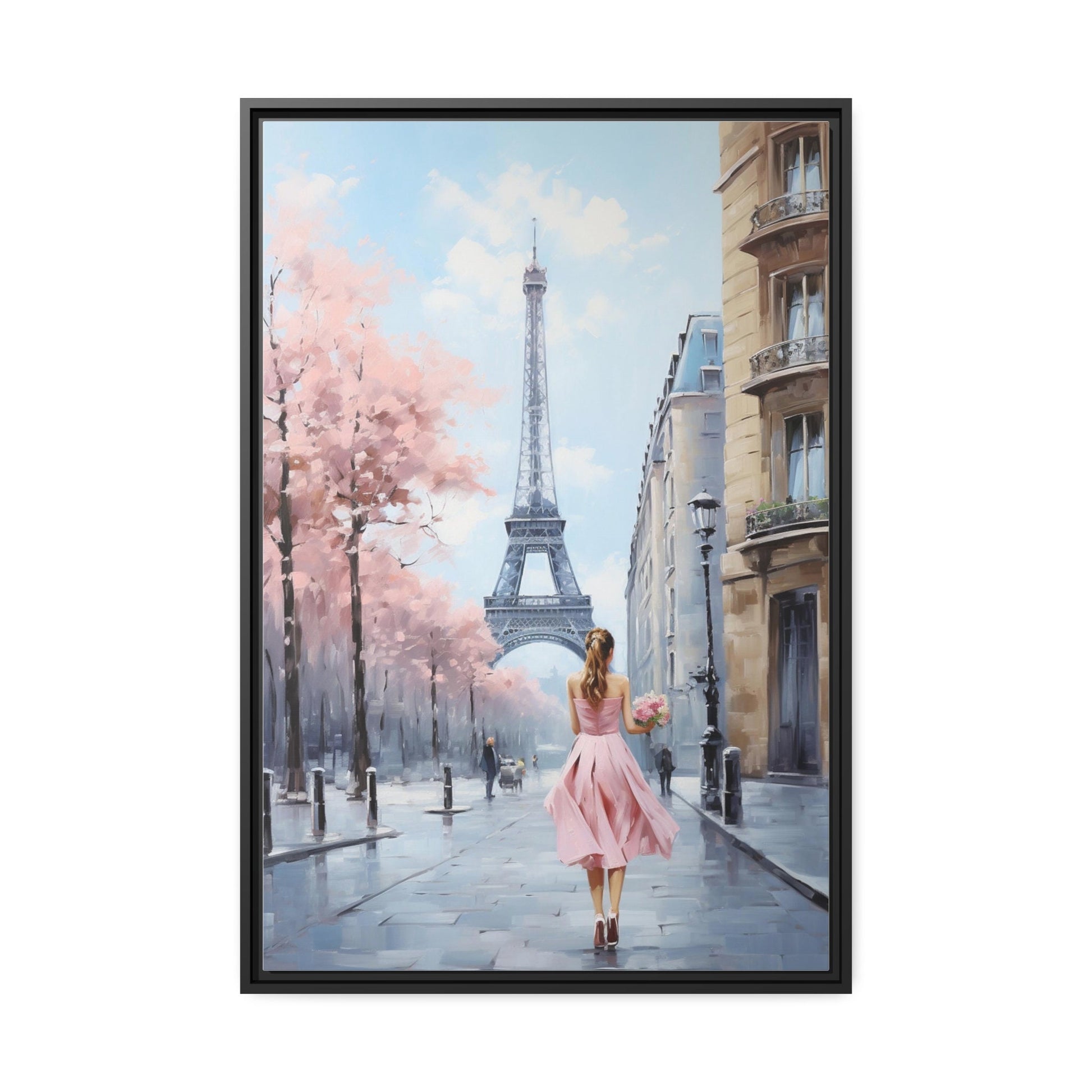 Pink Dress Eiffel Tower Paris Art_Front View