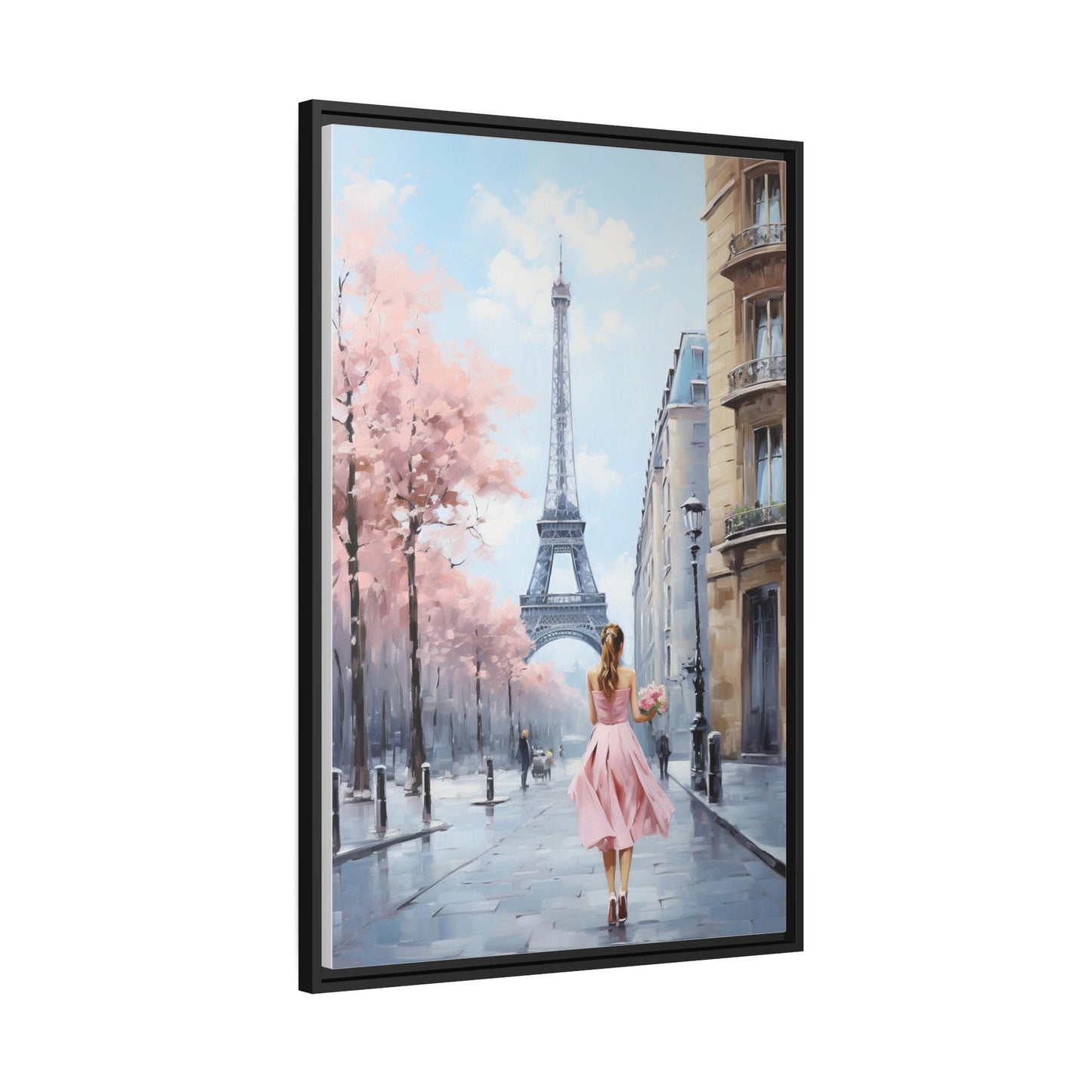 Pink Dress Eiffel Tower Paris Art_Side View