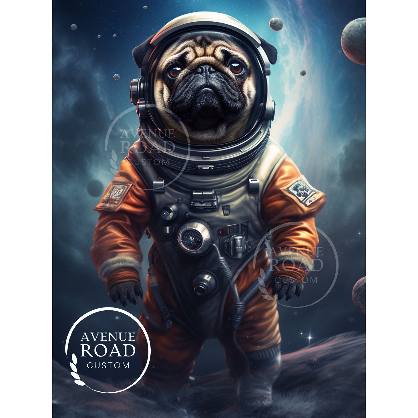 Pug Dog Galactic Astronaut Digital Poster