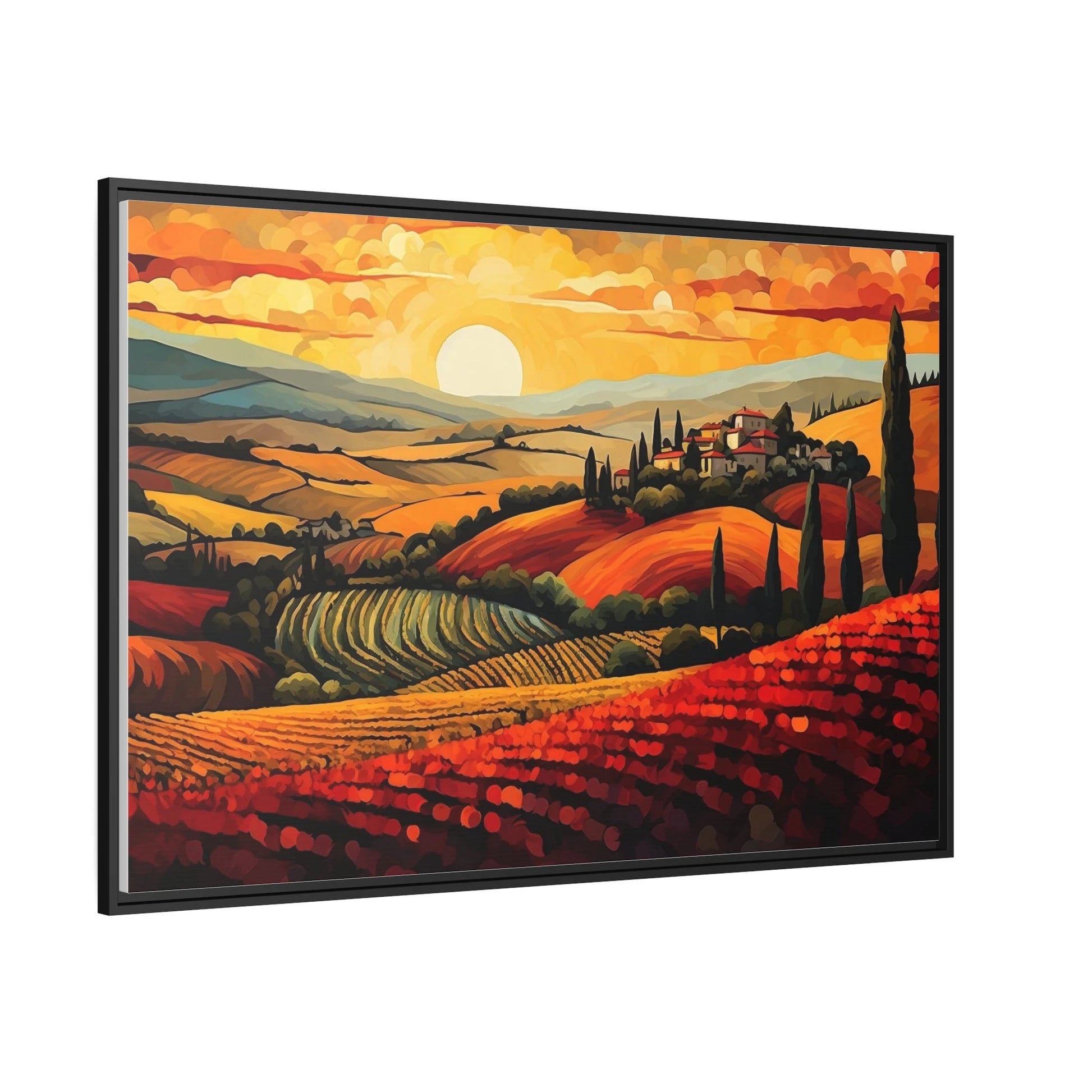 Tuscany Vineyard Sunset Painting_Side VIEW