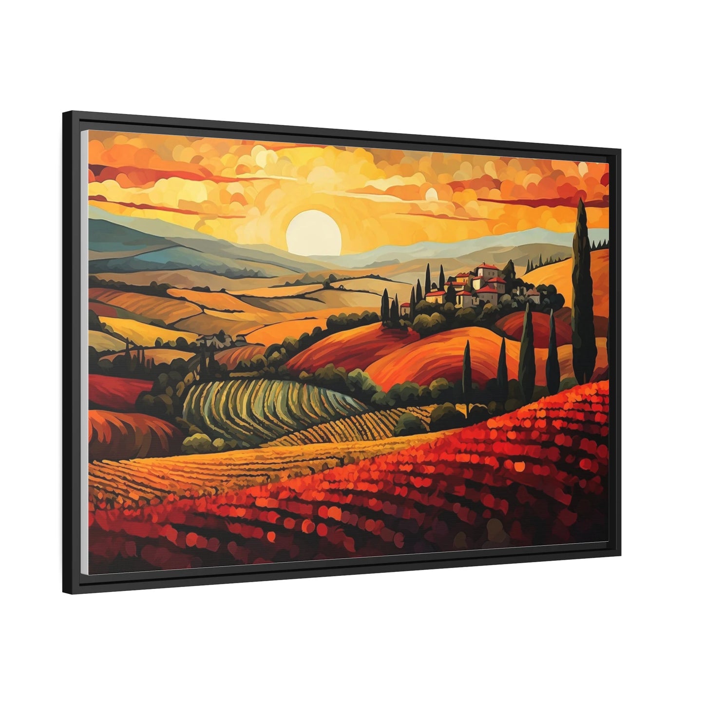 Tuscany Vineyard Sunset Painting_Side View_Medium