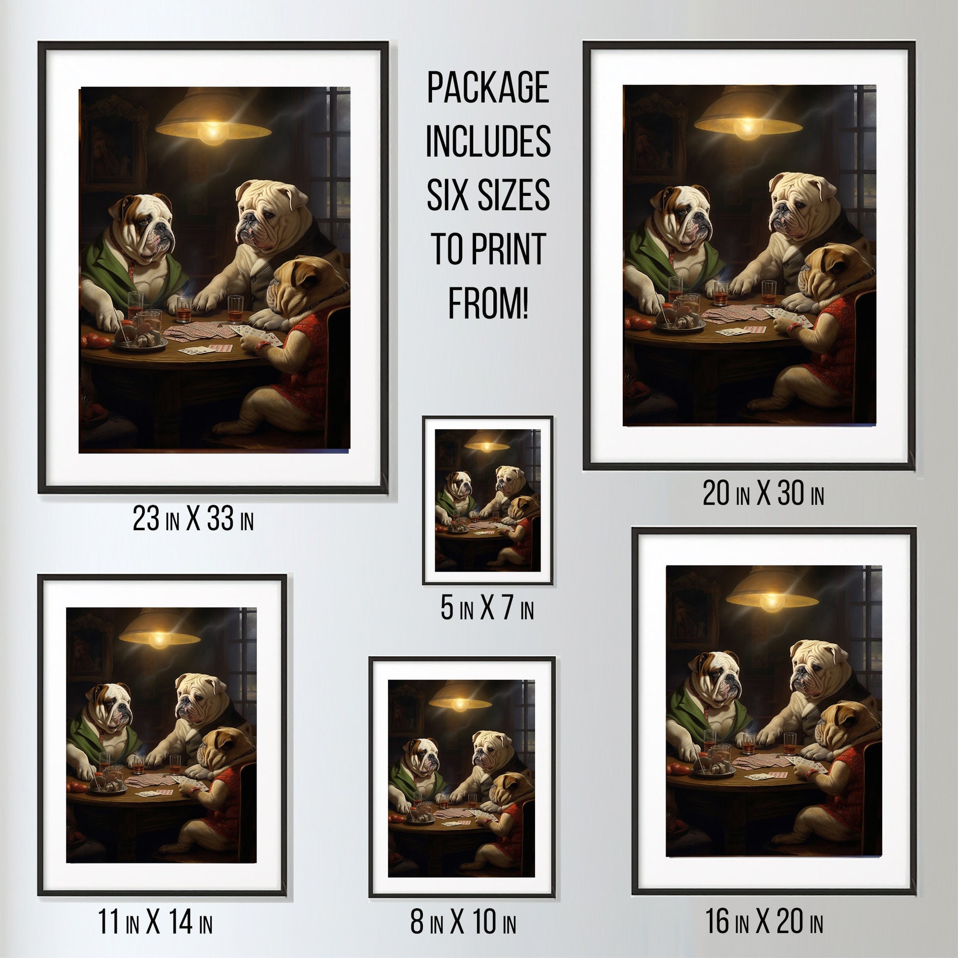 English Bulldog Poker Trio_Size Chart Mockup