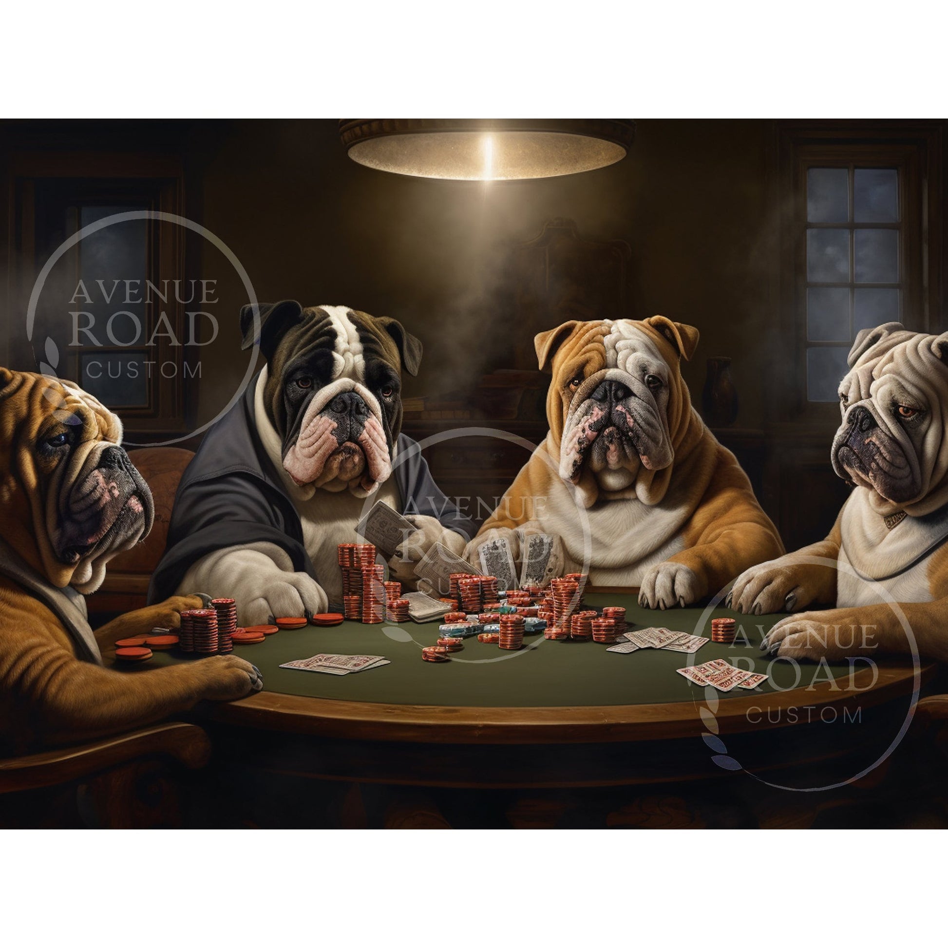 English Bulldogs Texas Holdem (Digital Poster)