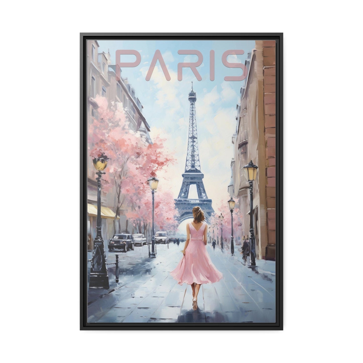 Paris print on Canvas_Pink Dress_Front View