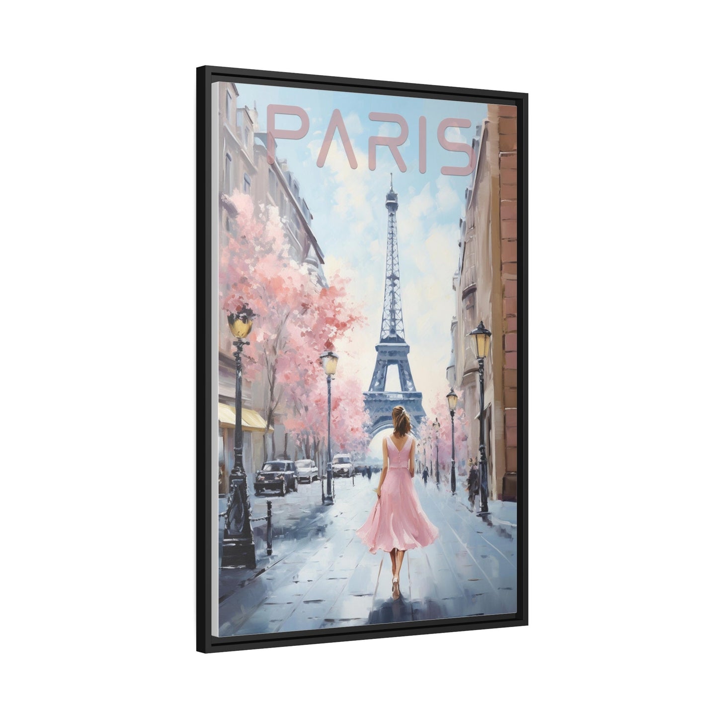 Paris print on Canvas_Pink Dress_Side View