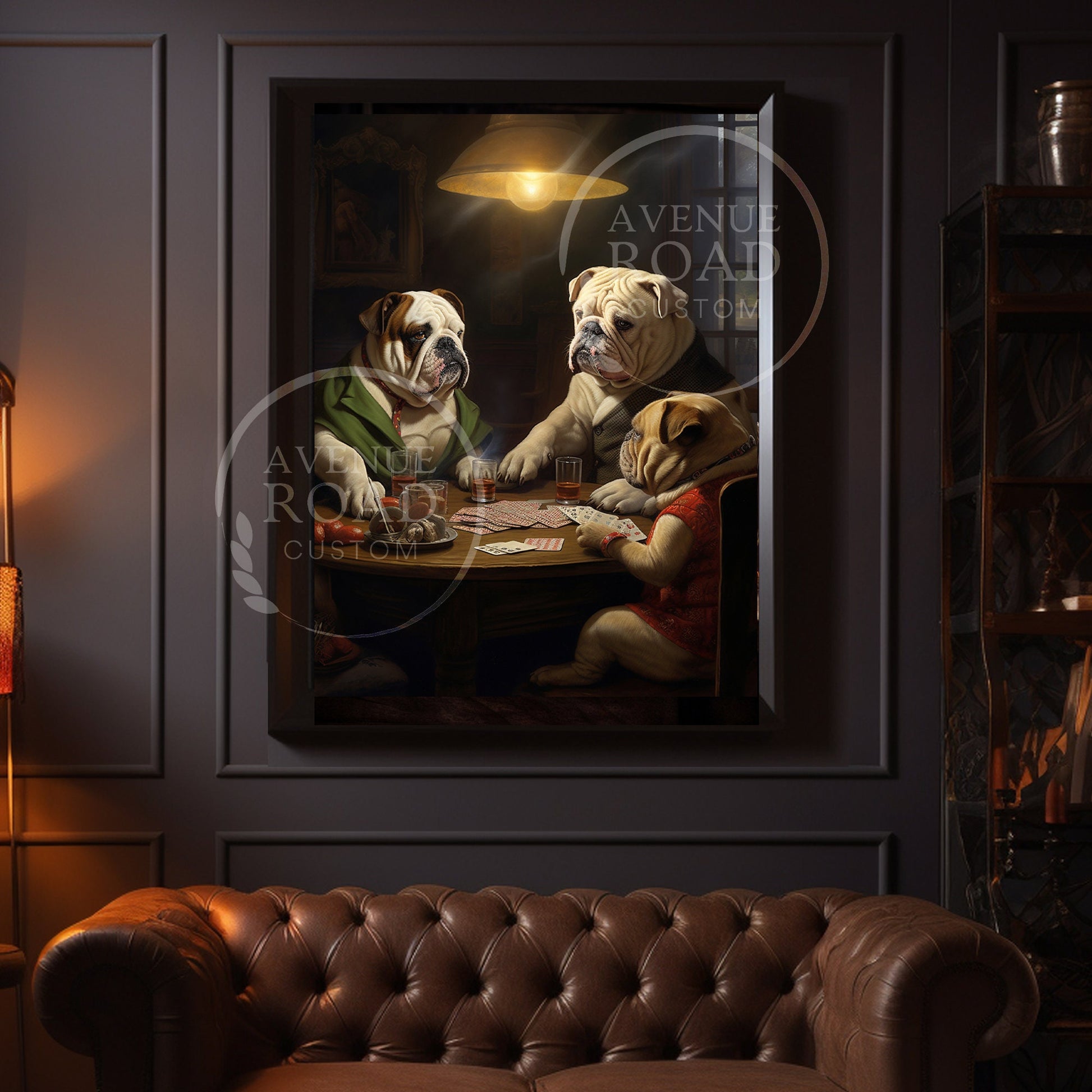 English Bulldog Poker Trio_Man Cave Art