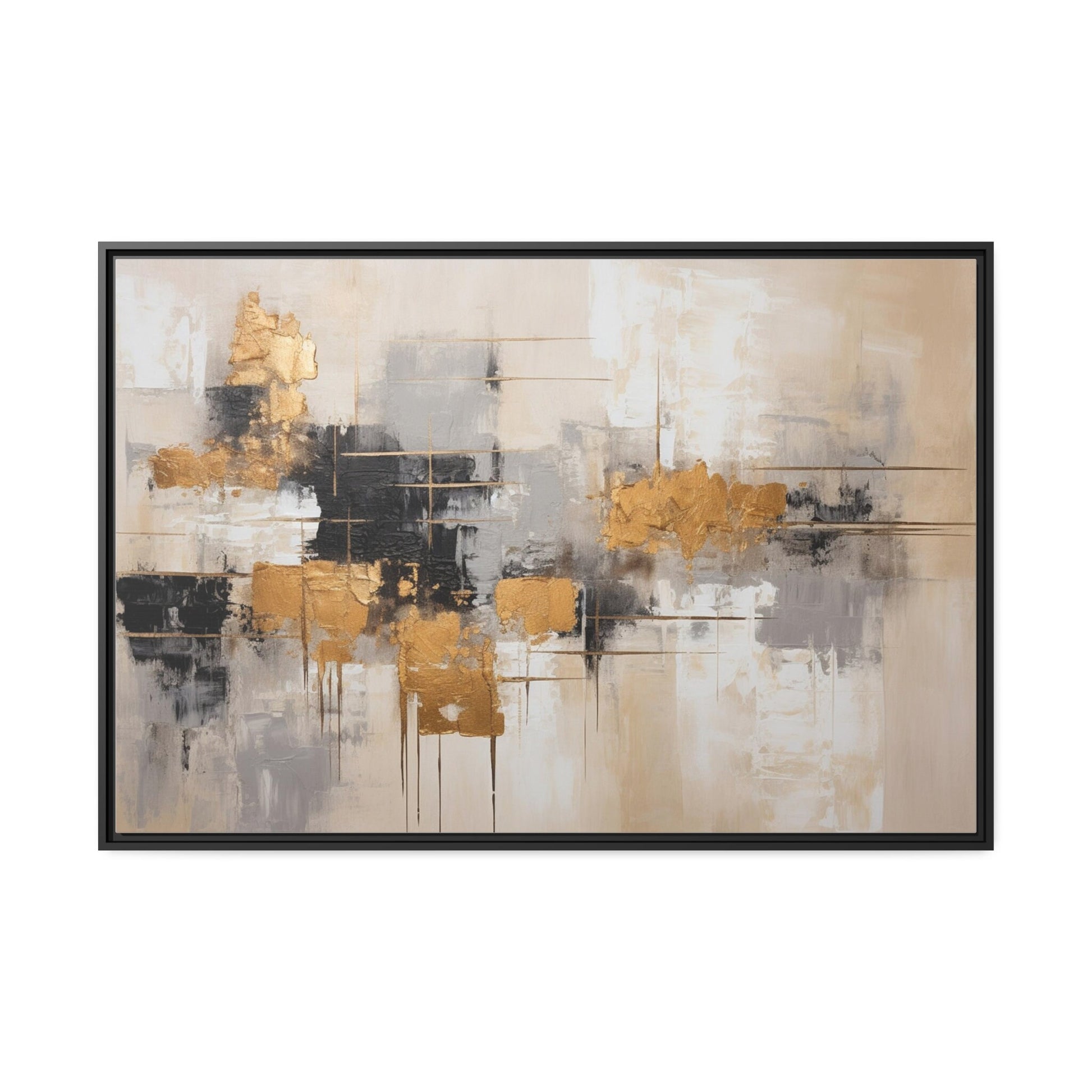 Abstract Art, Wall Art, Gold Black accents on water element_Front aView