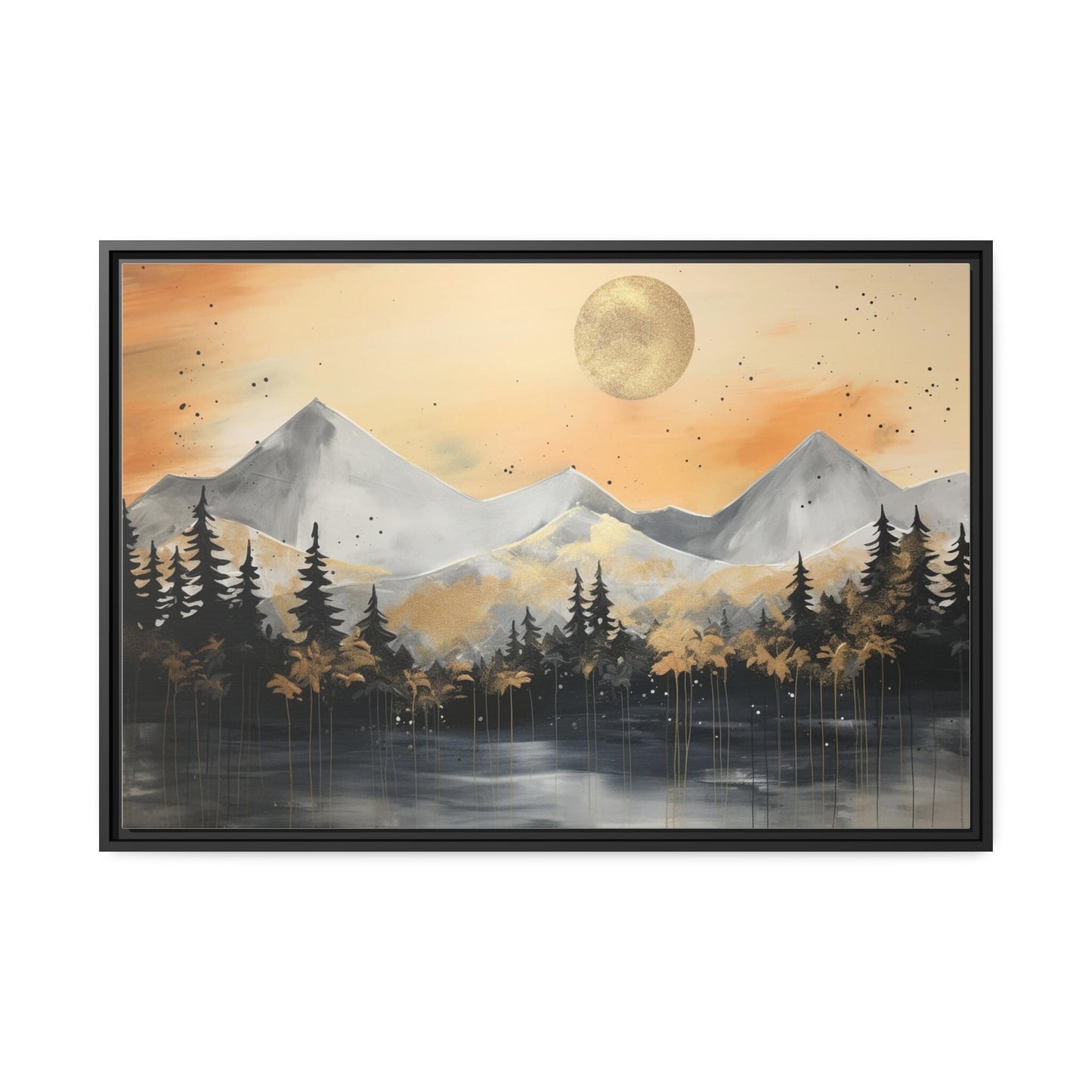 Abstract Painting, Winter-Lakeview_Mountains and Trees