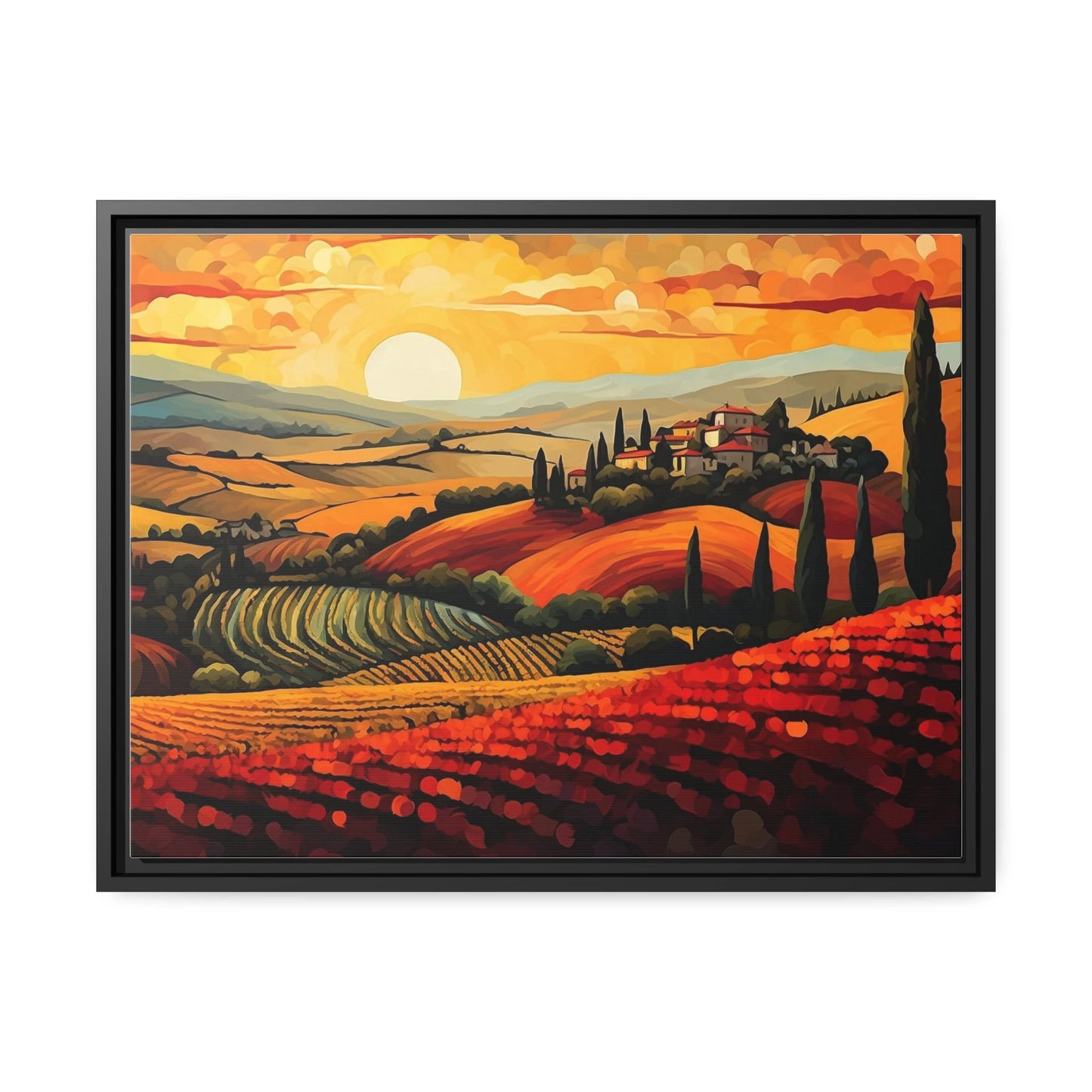 Tuscany Vineyard Sunset Painting_Small Frame