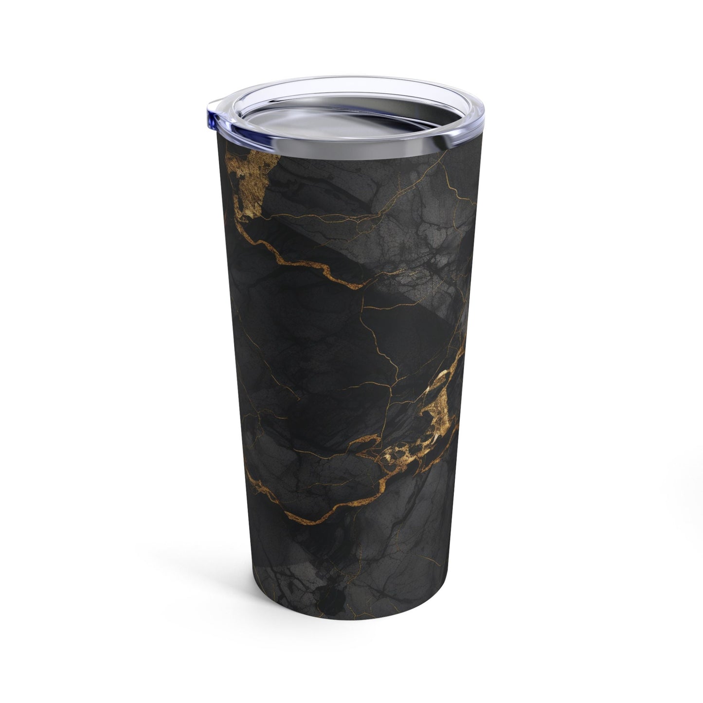 Black and Gold Marble Coffee Tumbler_Rotated view 01