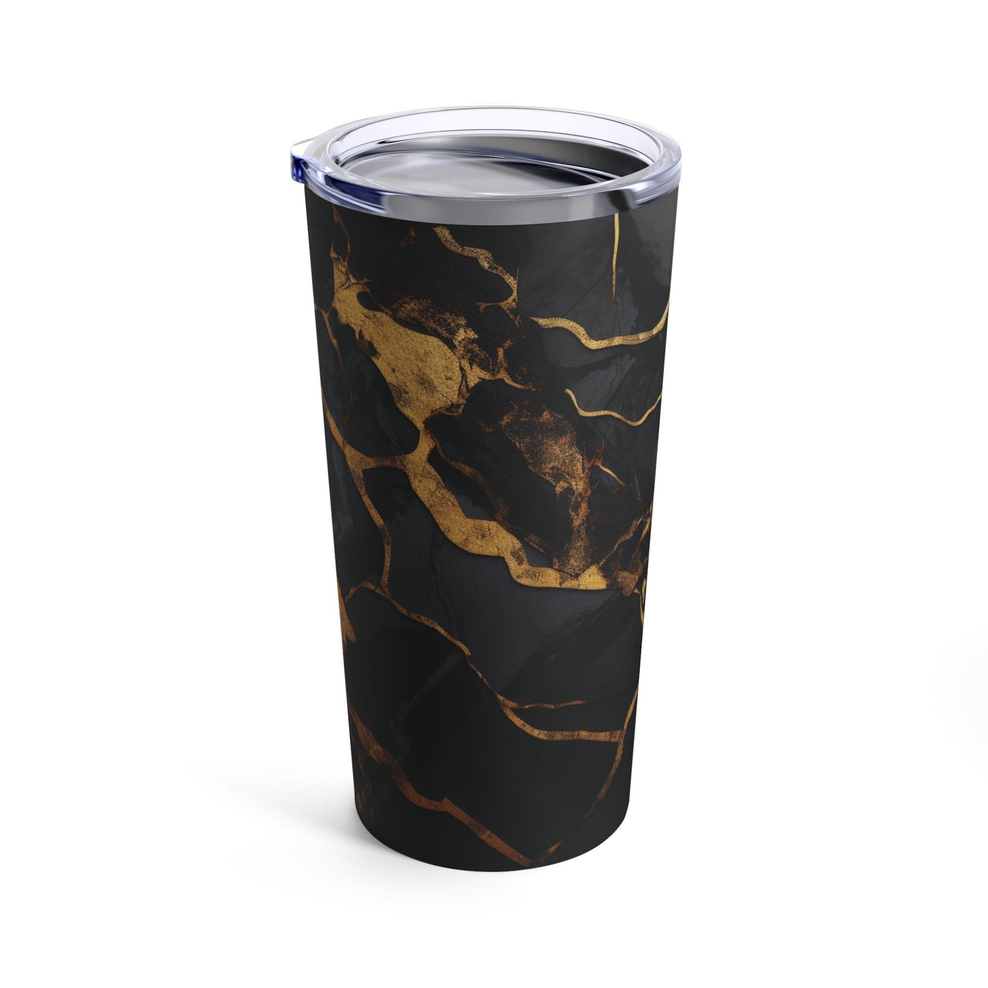 Black and Gold Marble Drink Tumbler_Front View