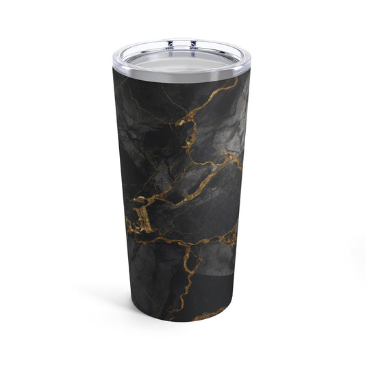 Black and Gold Marble Coffee Tumbler_Front Mock up