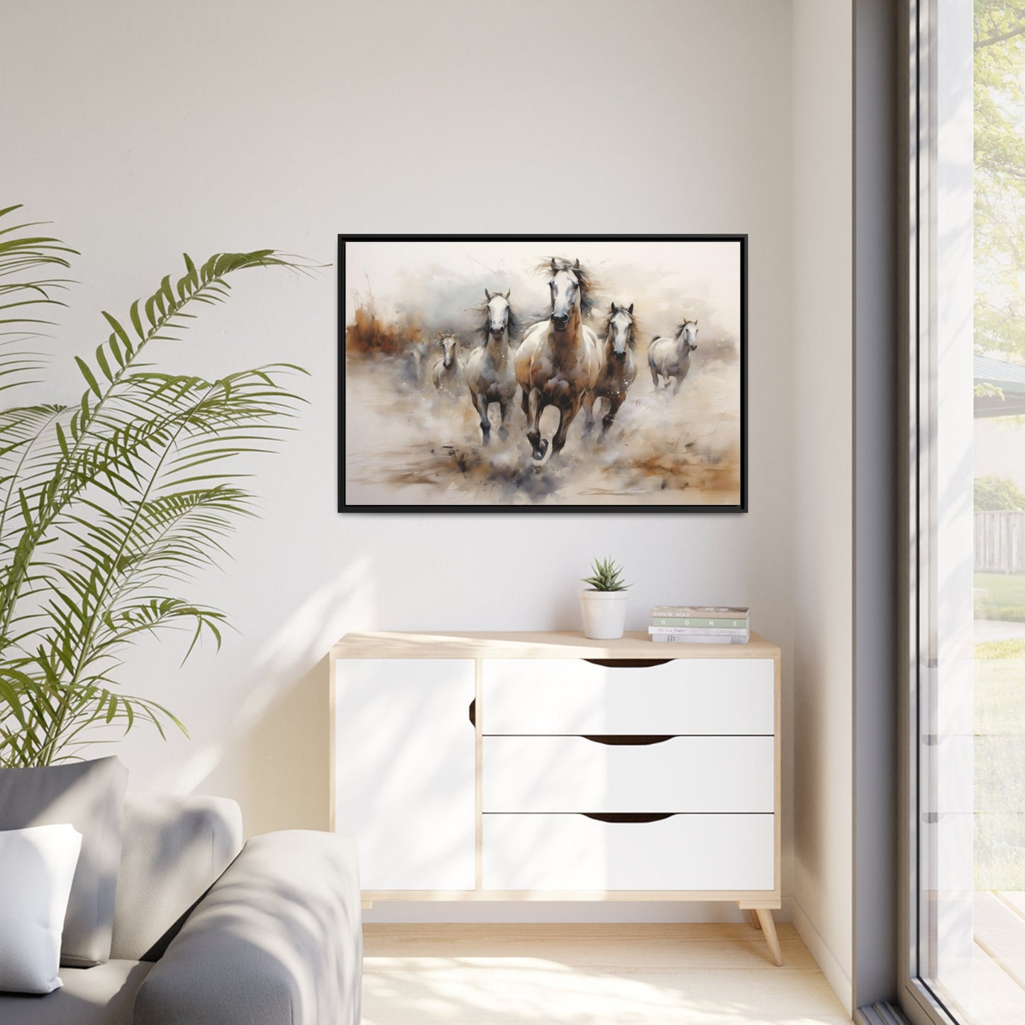 Wild Horses Wall art_White Horses on Canvas_Living Room Decor