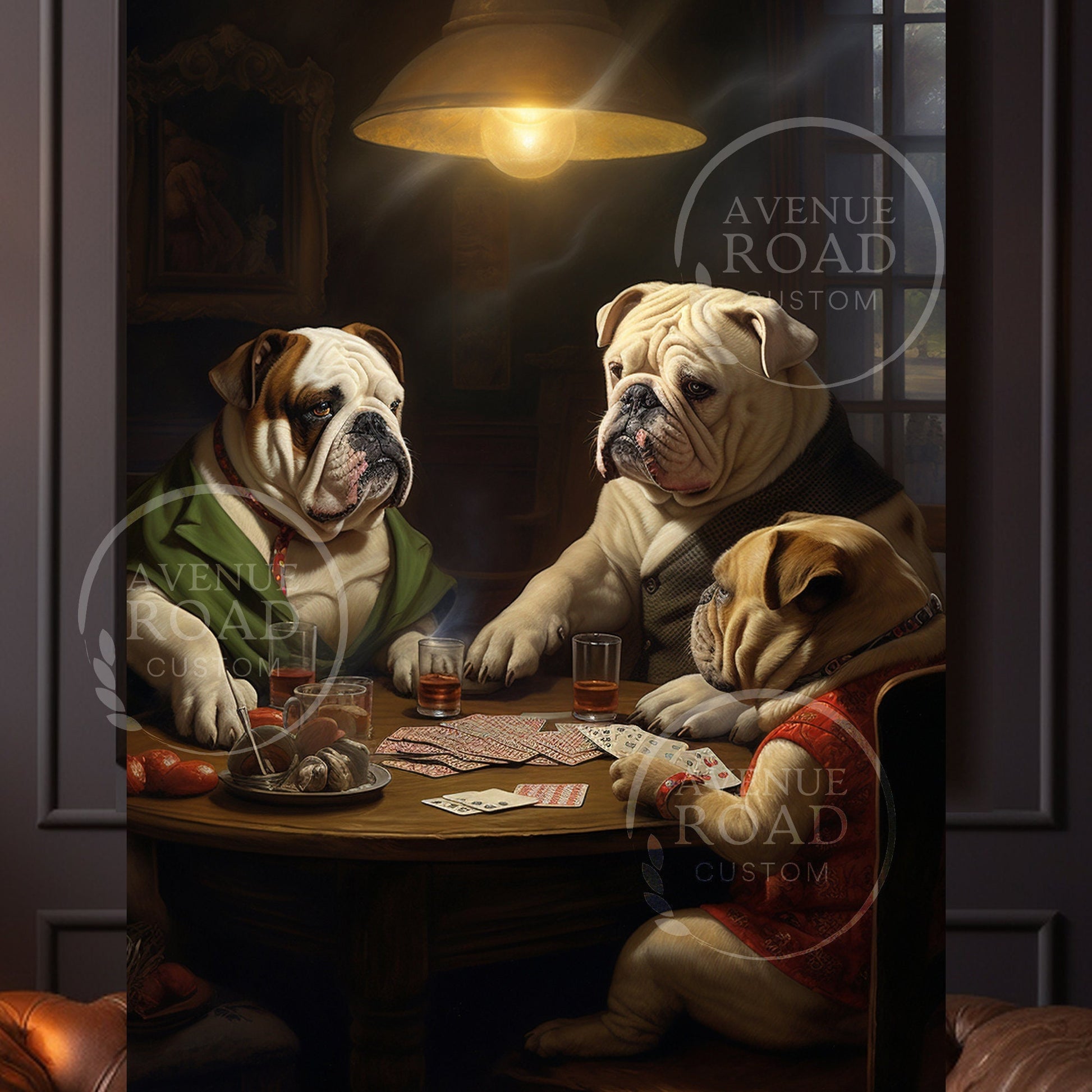 English Bulldog Poker Trio_Digital Poster