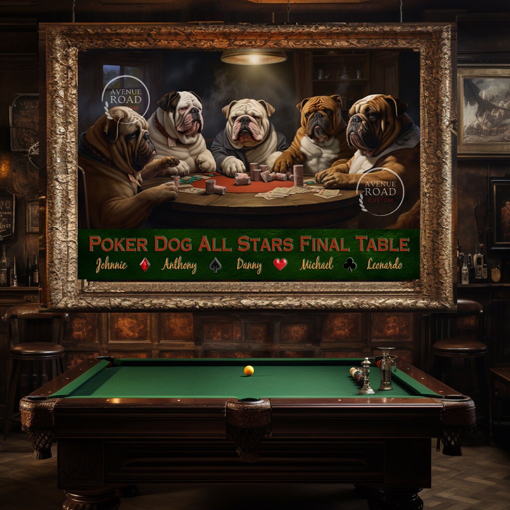 Personalized English Bulldogs Poker Game_Man Cave Decor