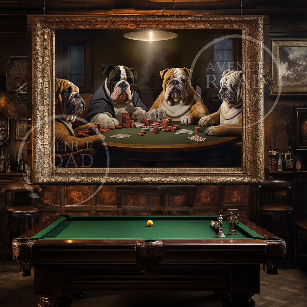 English Bulldogs Texas Holdem_Bar Decor