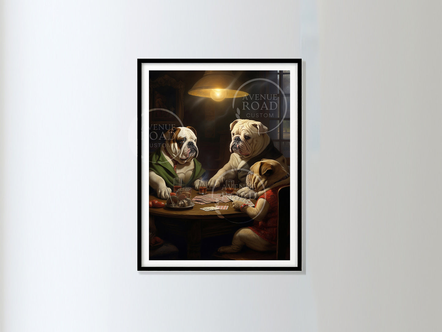 English Bulldog Poker Trio_Digital Poster Wall Art