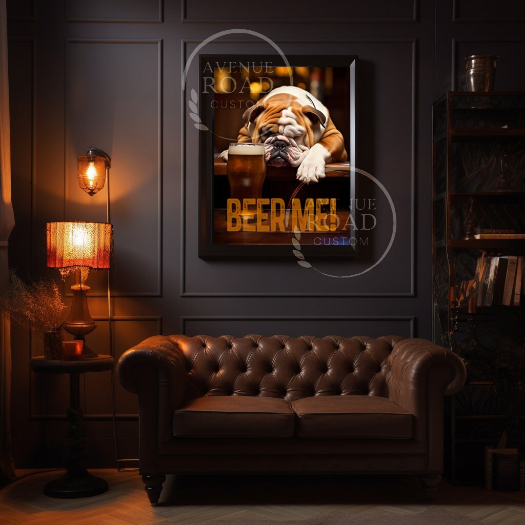 English Bulldog, Beer Buddy_Man Cave Decor