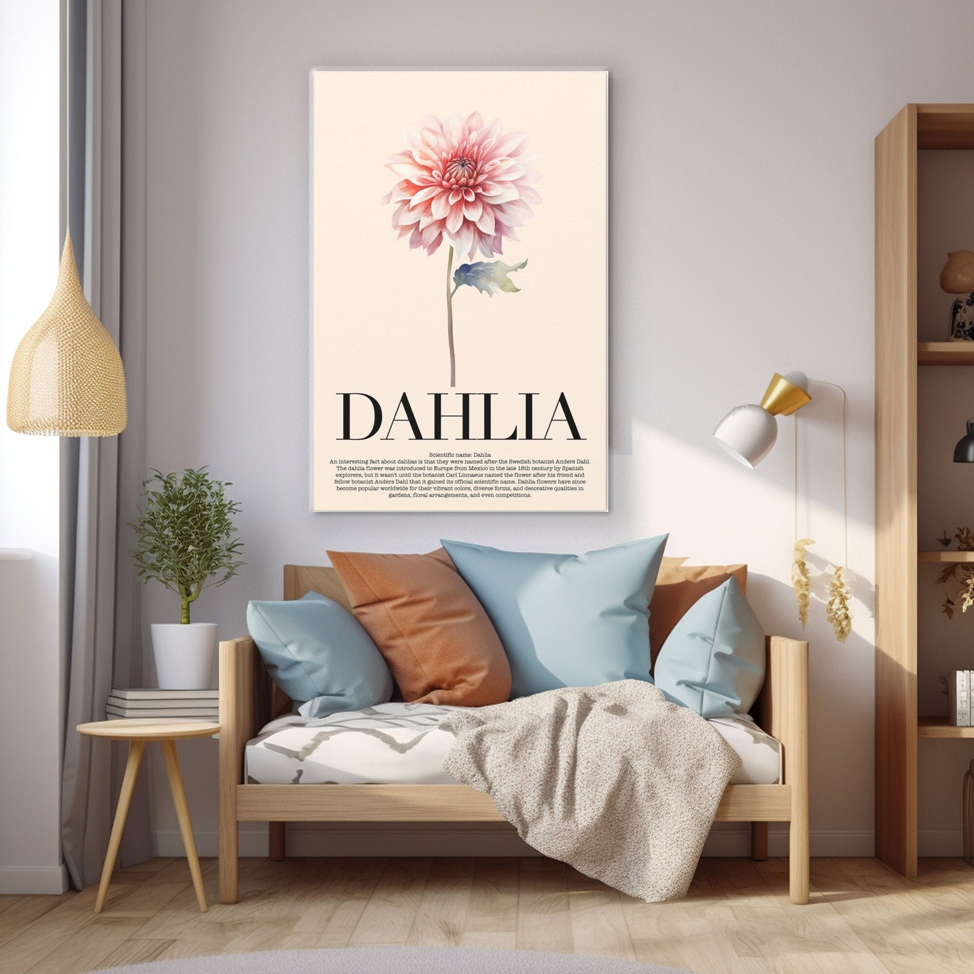 Dahlia Water Color Wall Art_Apartment Decor