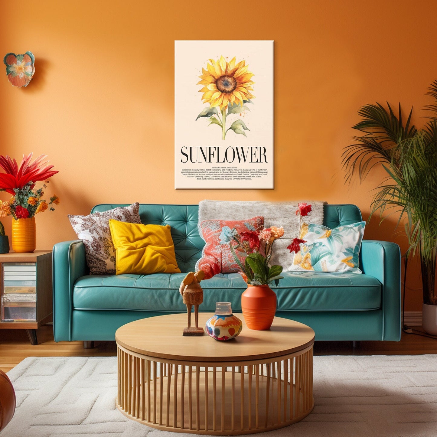 Sunflower Water Color Wall Art_Living Room Decor