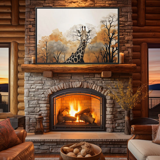 Giraffe Painting Wall Art_Log Cabin Decor