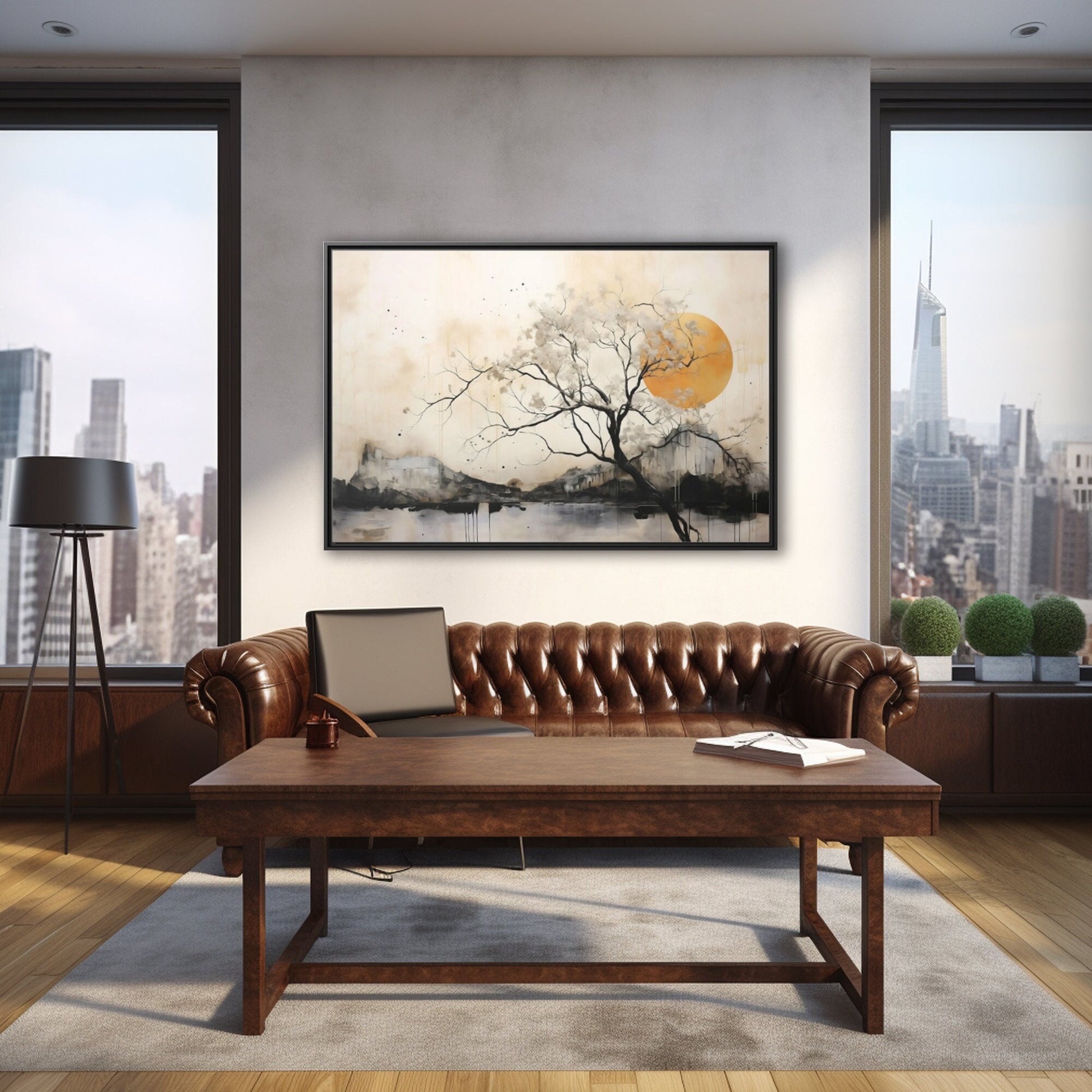 Abstract Painting, Autumn Lakeview_Office Decor