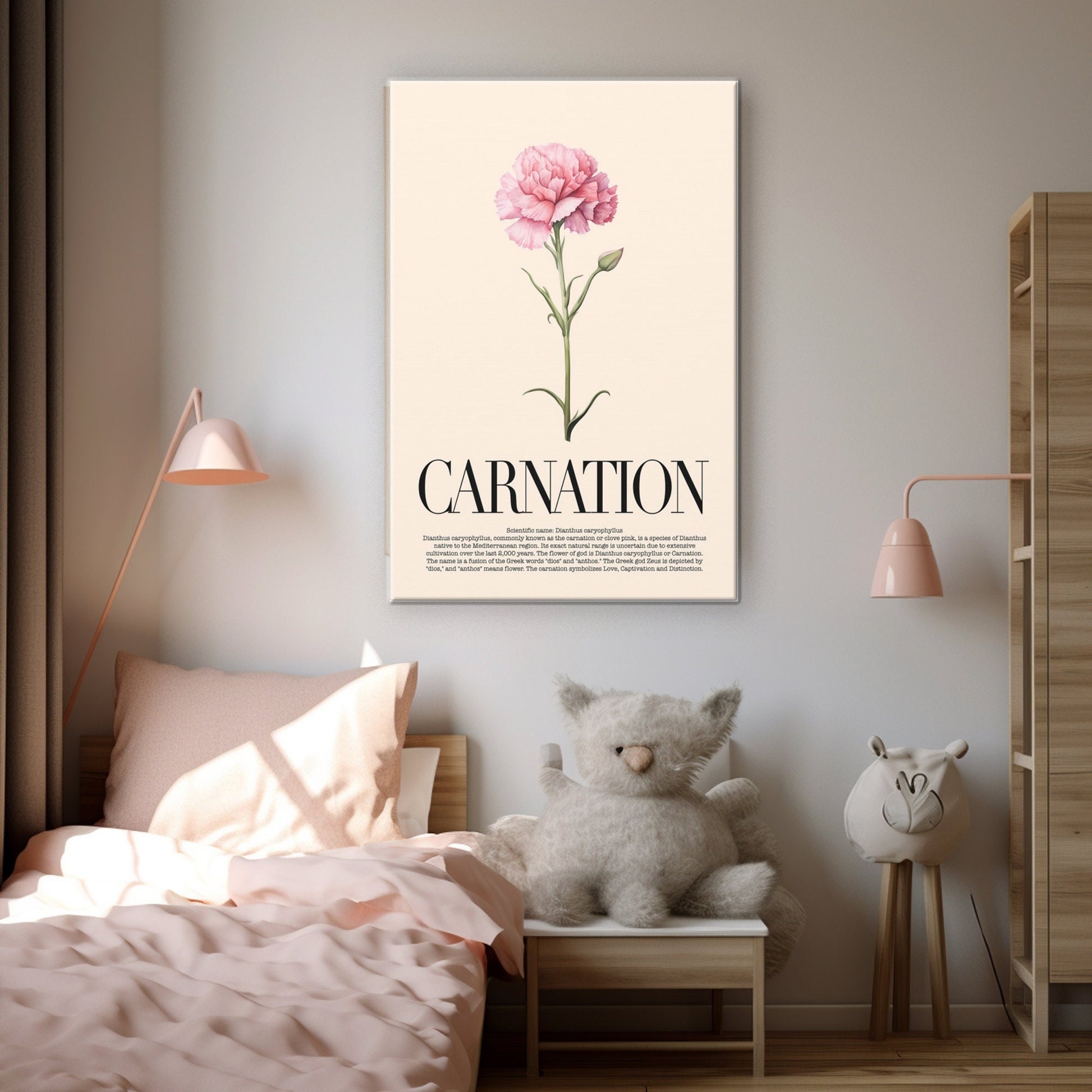 Carnation Water Color Wall Art_Kids Room Decor